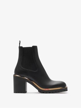 Burberry check leather boots